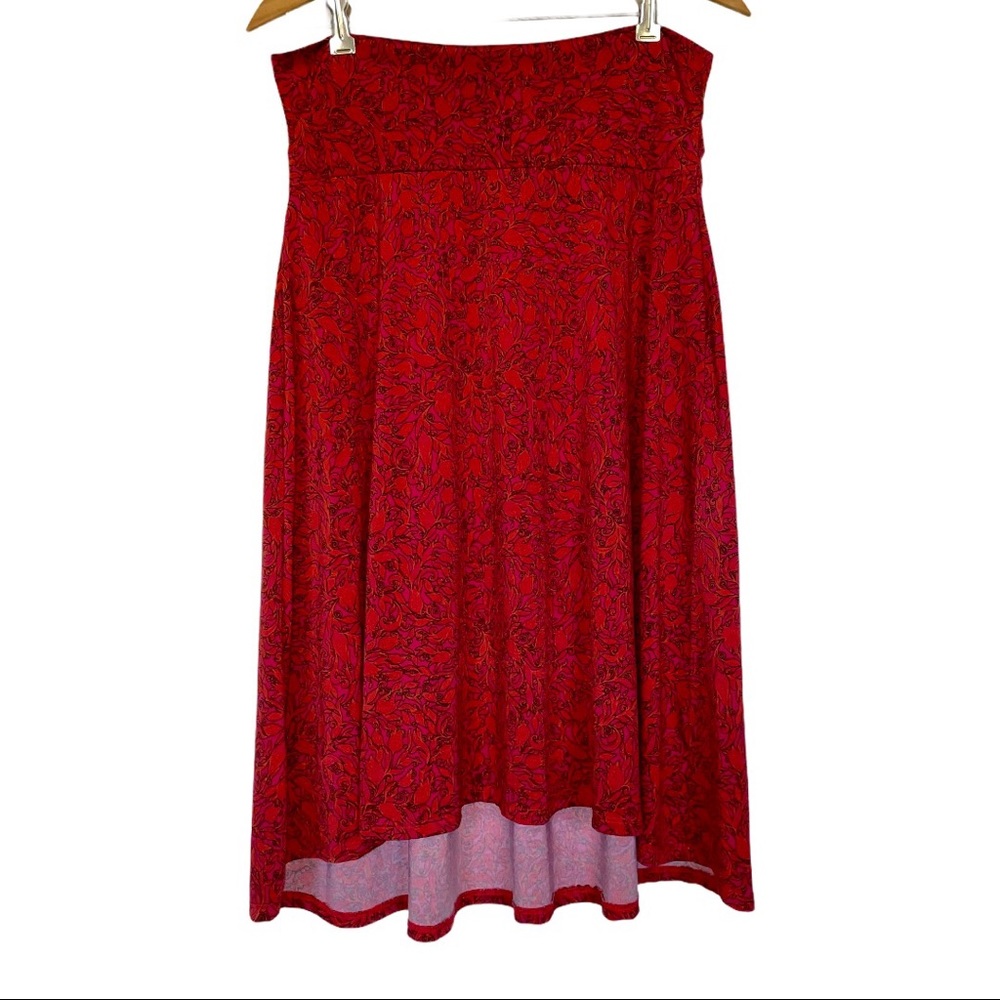 LulaRoe Red Pattern Midi Skirt Stretchy Valentine’s
Day